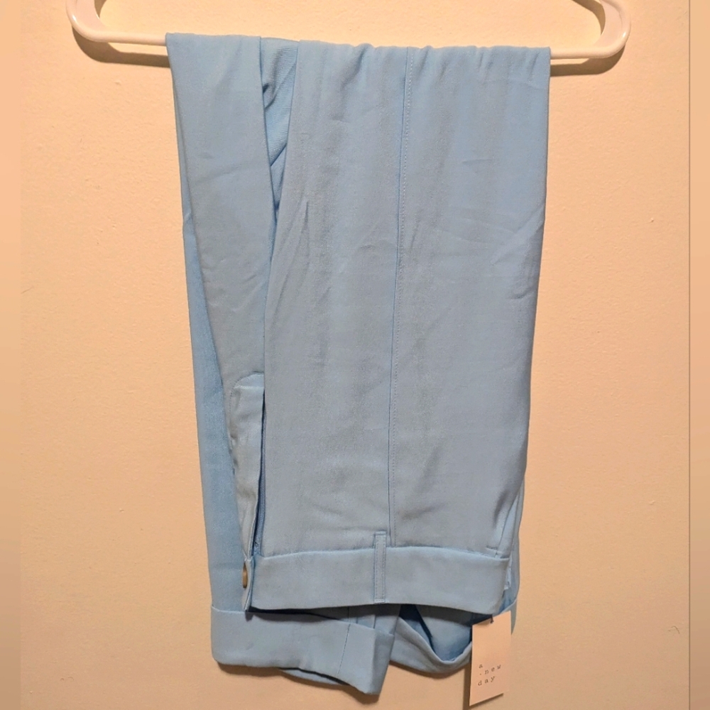 Light Blue high waisted pants with cuffed bottoms